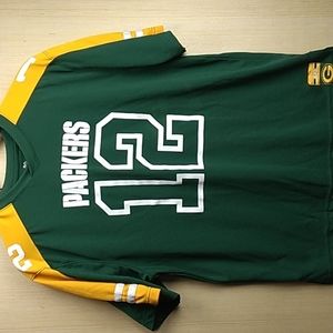 Packers #12 Rodgers Jersey Men's Large in Green & Gold 100% Polyester
